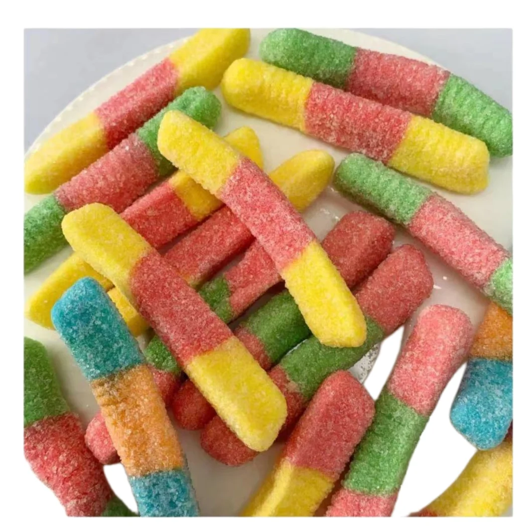 Manufacturer Wholesale Halal OEM Hot Sell Sour Worm Three Color Gummy Candy