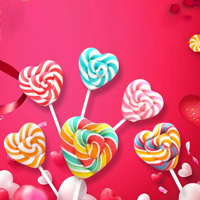 Customization Fruity Lollipop Valentines′ S Day Heart Shaped Candy