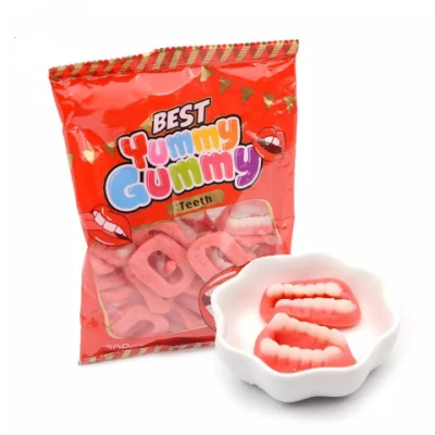 メーカー卸売ハラール OEM ホット販売歯の形をしたフルーティーなフレーバー グミ キャンディ